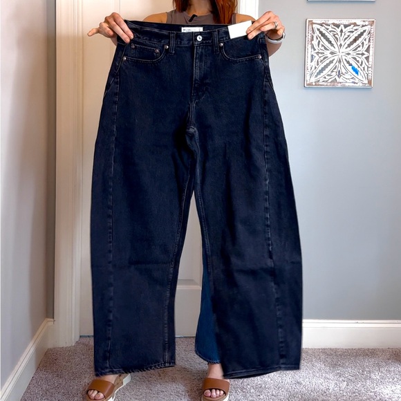 Abercrombie & Fitch Mid Rise Black Barrel Jeans Size 29 Long - Tall Size - Picture 15 of 16